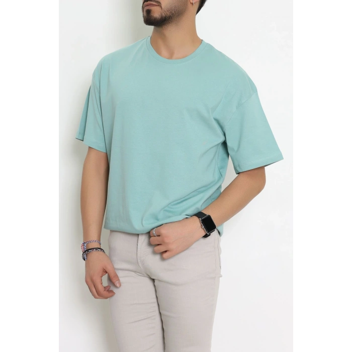 Kompak Penye Ünisex Baskısız Oversize Tişört Mint - 55045.1872.