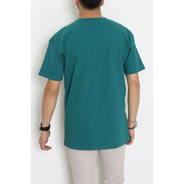 Kompak Penye Ünisex Baskısız Oversize Tişört Zümrüt - 55045.1872.