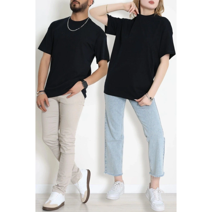 Kompak Penye Ünisex Oversize Tişört Koyulaci - 55045.1872.