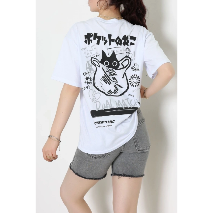 Kompakt Penye Unisex Tişört Beyazfüme - 55064.1872.