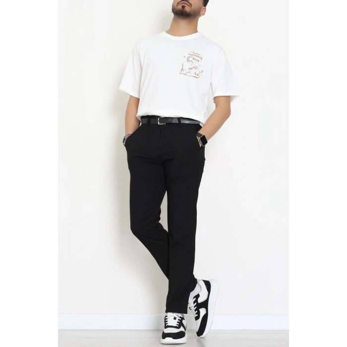 Kompakt Penye Unisex Tişört Beyazkahve - 55064.1872.