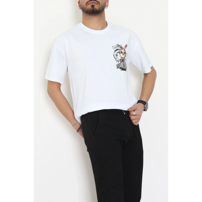 Kompakt Penye Unisex Tişört Beyazkırmızı - 55064.1872.