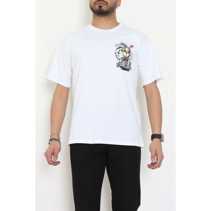 Kompakt Penye Unisex Tişört Beyazkırmızı - 55064.1872.