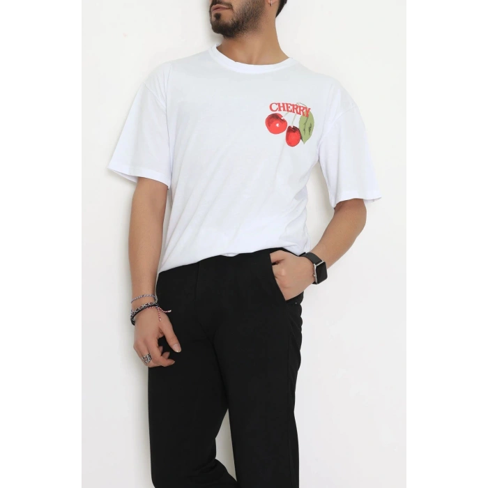 Kompakt Penye Unisex Tişört Beyazkırmızı1 - 55064.1872.