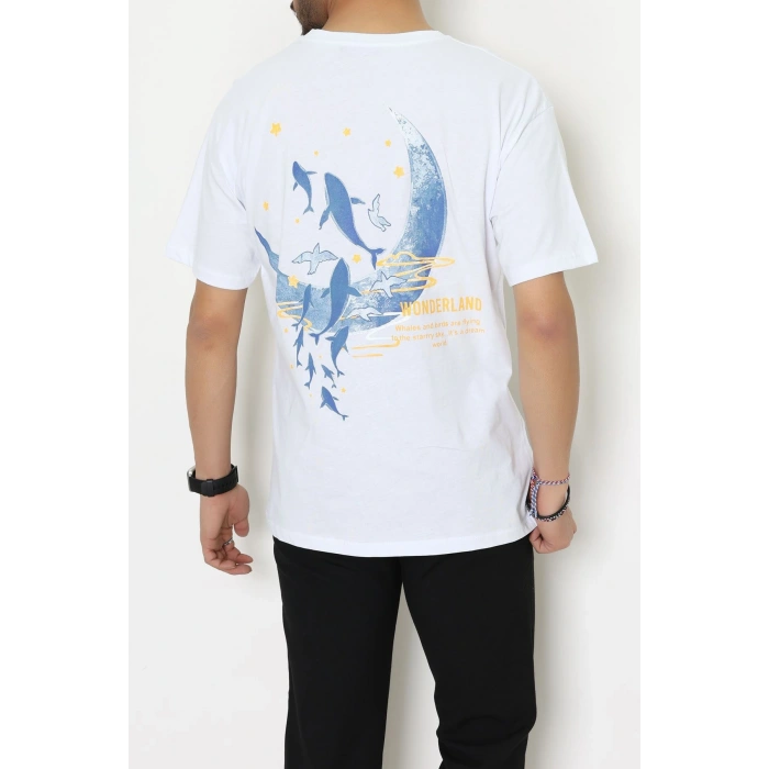 Kompakt Penye Unisex Tişört Beyazmavi - 55064.1872.