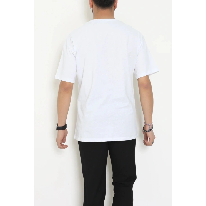 Kompakt Penye Unisex Tişört Beyazmavi3 - 55064.1872.