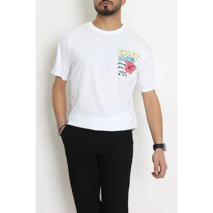 Kompakt Penye Unisex Tişört Beyazsarı - 55064.1872.