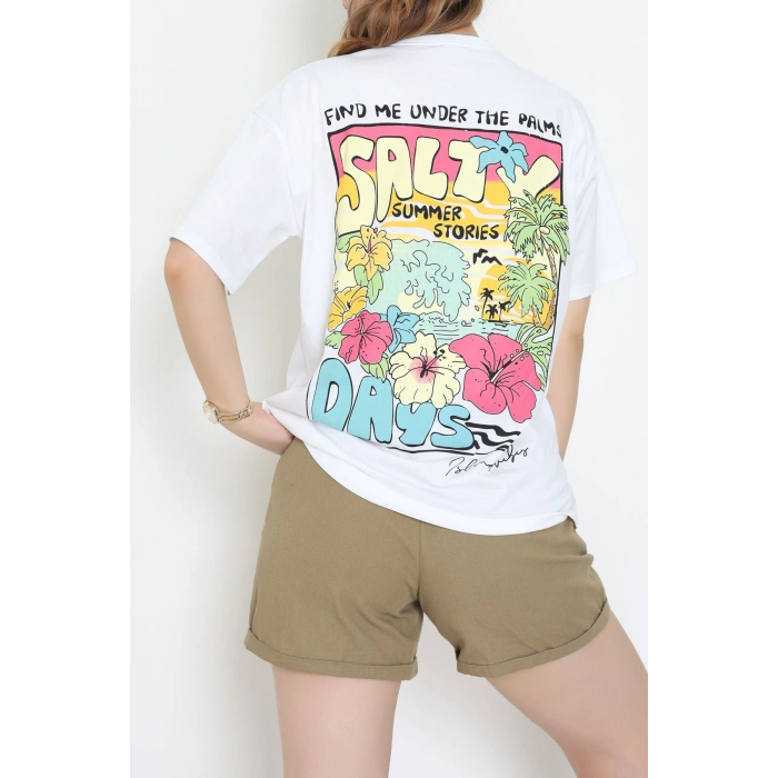 Kompakt Penye Unisex Tişört Beyazsarı - 55064.1872.