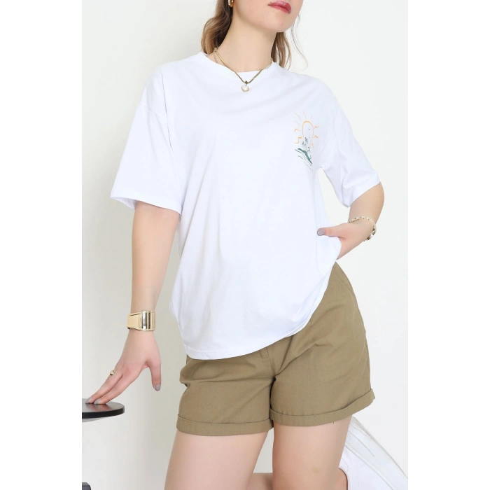 Kompakt Penye Unisex Tişört Beyazzümrüt - 55064.1872.