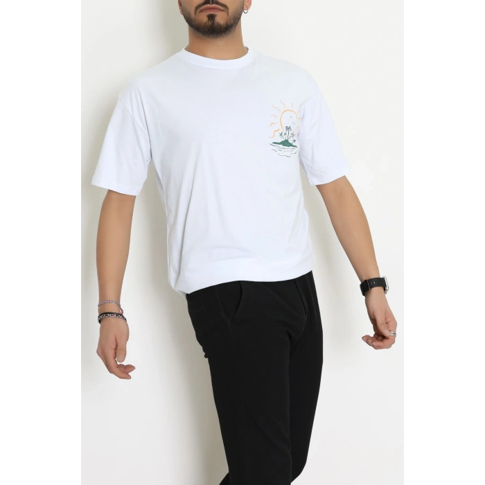 Kompakt Penye Unisex Tişört Beyazzümrüt - 55064.1872.