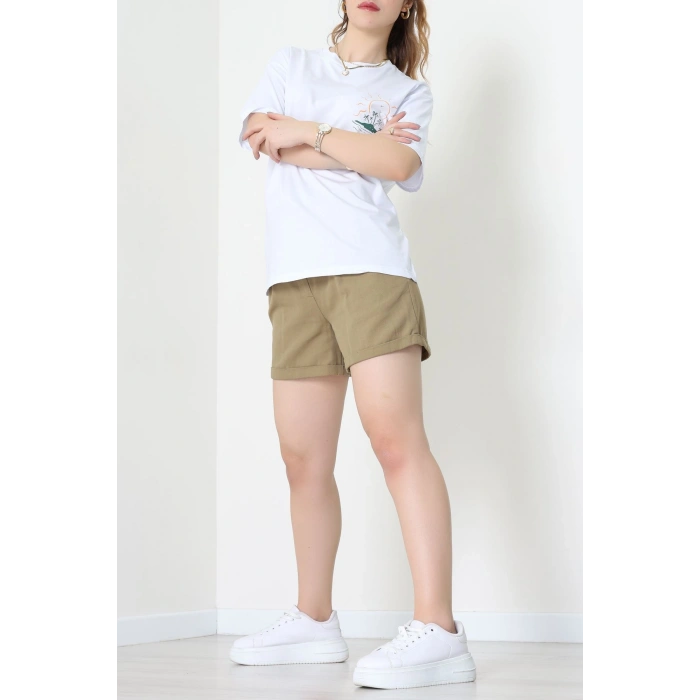 Kompakt Penye Unisex Tişört Beyazzümrüt - 55064.1872.