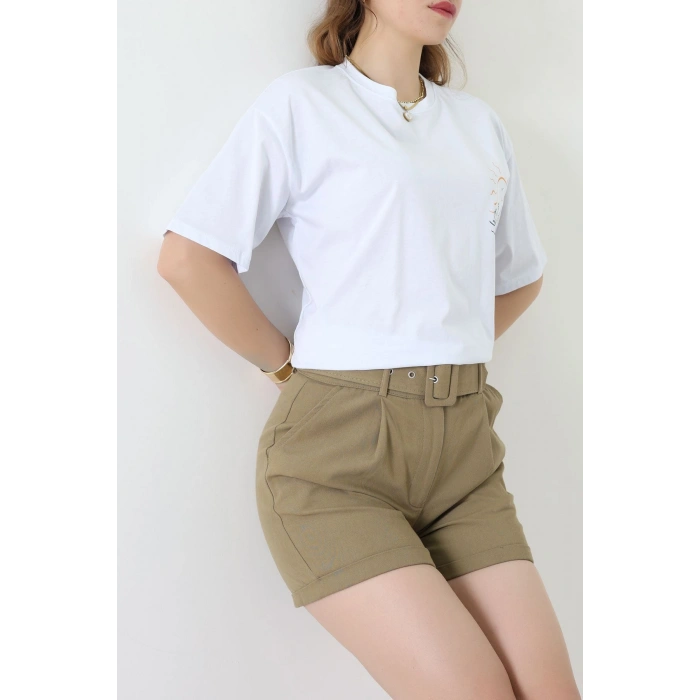 Kompakt Penye Unisex Tişört Beyazzümrüt - 55064.1872.