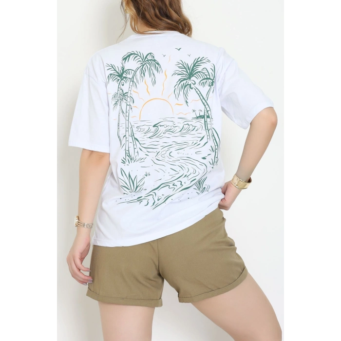 Kompakt Penye Unisex Tişört Beyazzümrüt - 55064.1872.