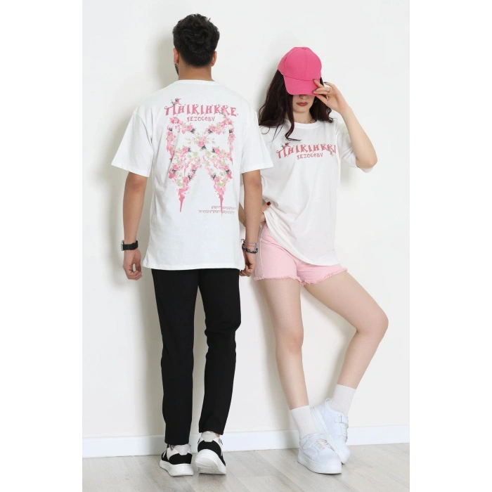 Kompakt Penye Unisex Tişört Ekrupembe - 55064.1872.