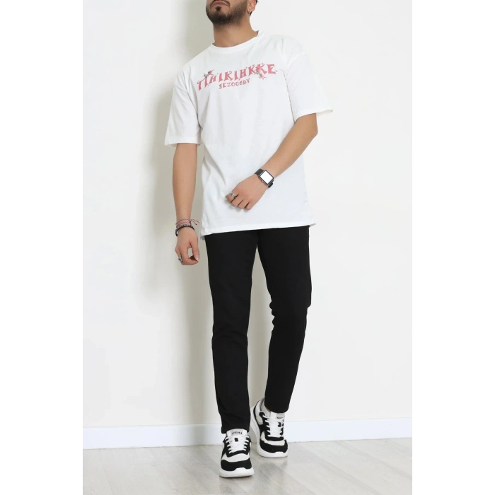 Kompakt Penye Unisex Tişört Ekrupembe - 55064.1872.