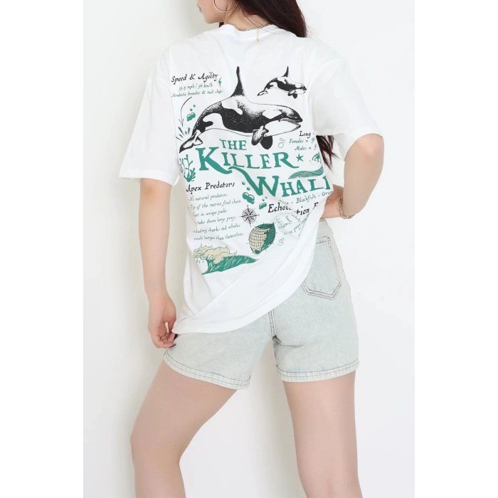 Kompakt Penye Unisex Tişört Ekrusiyah - 55064.1872.