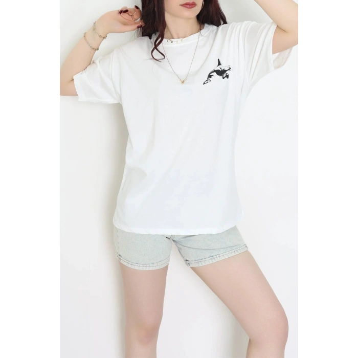 Kompakt Penye Unisex Tişört Ekrusiyah - 55064.1872.