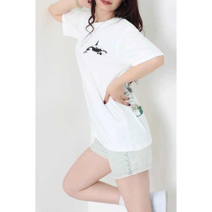 Kompakt Penye Unisex Tişört Ekrusiyah - 55064.1872.