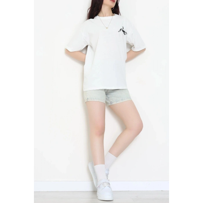 Kompakt Penye Unisex Tişört Ekrusiyah - 55064.1872.