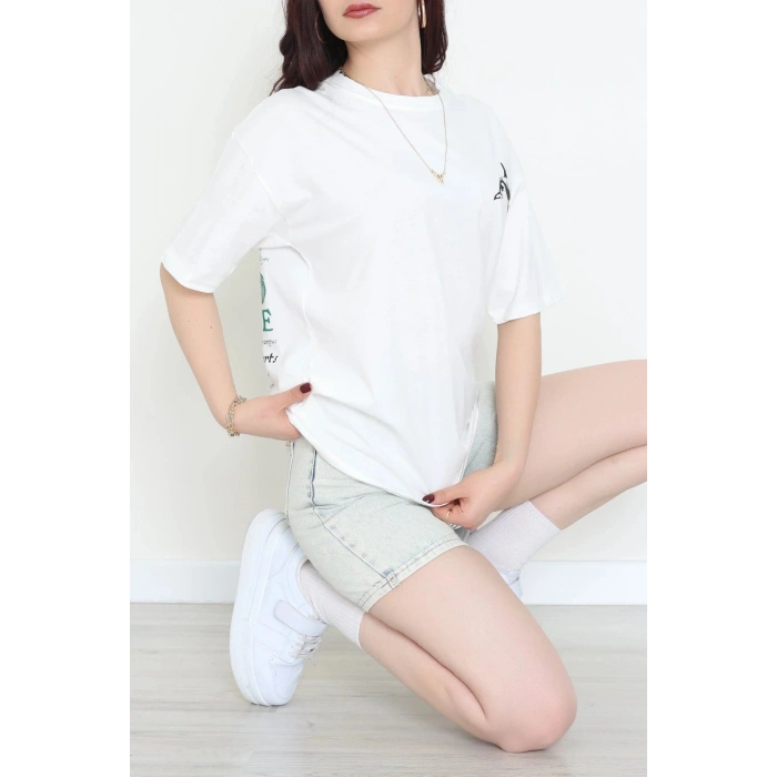 Kompakt Penye Unisex Tişört Ekrusiyah - 55064.1872.