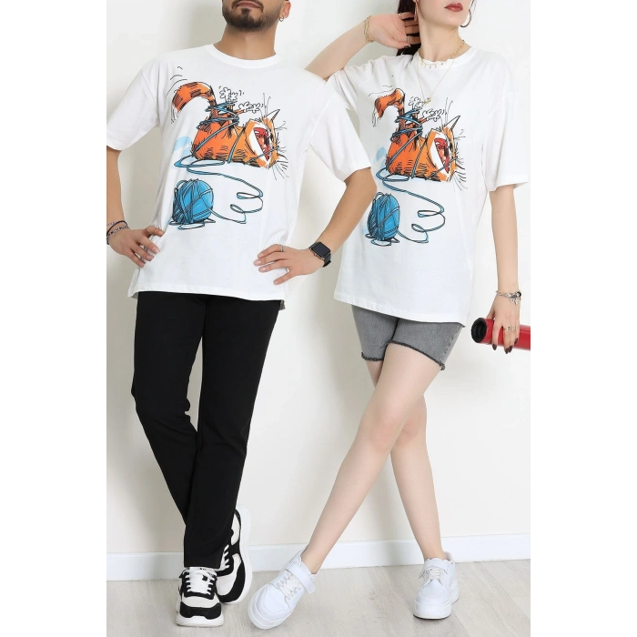 Kompakt Penye Unisex Tişört Ekruturuncu - 55064.1872.