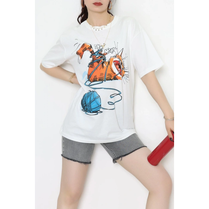 Kompakt Penye Unisex Tişört Ekruturuncu - 55064.1872.