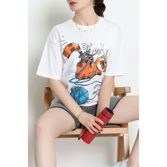 Kompakt Penye Unisex Tişört Ekruturuncu - 55064.1872.