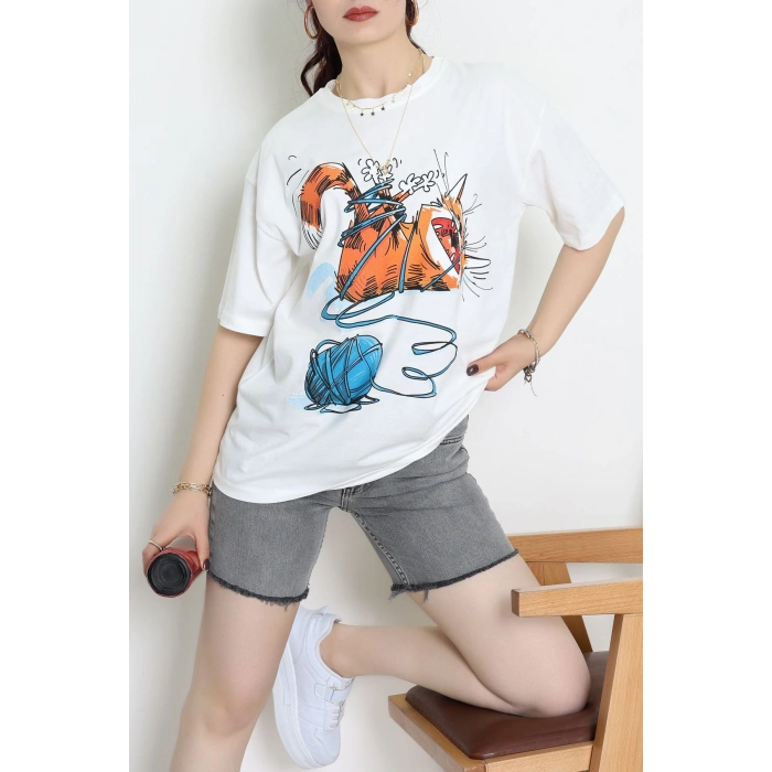 Kompakt Penye Unisex Tişört Ekruturuncu - 55064.1872.