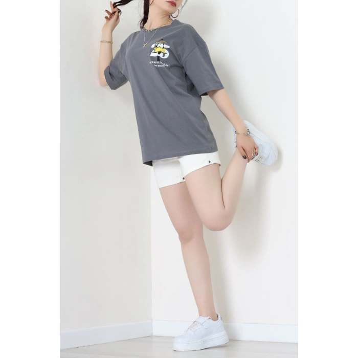 Kompakt Penye Unisex Tişört Gribeyaz - 55064.1872.