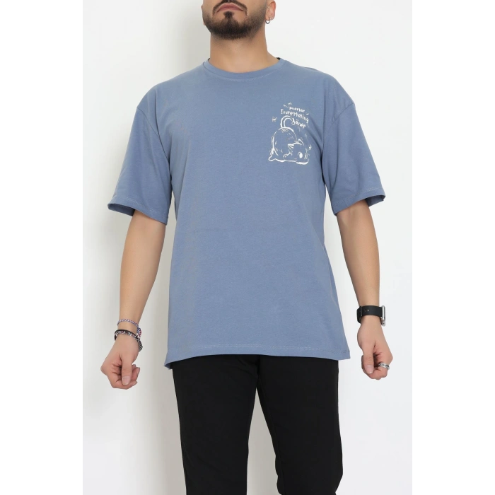 Kompakt Penye Unisex Tişört İndigo - 55064.1872.