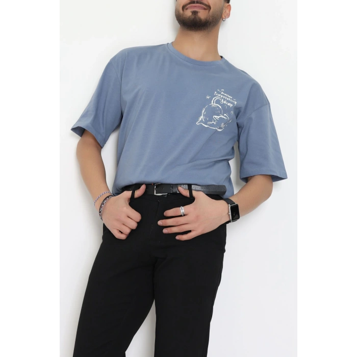 Kompakt Penye Unisex Tişört İndigo - 55064.1872.