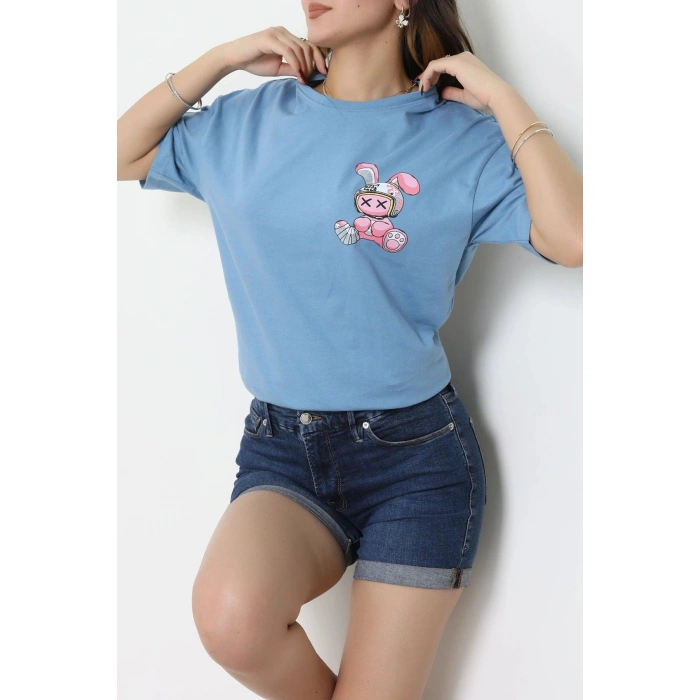 Kompakt Penye Unisex Tişört İndigopembe - 55064.1872.