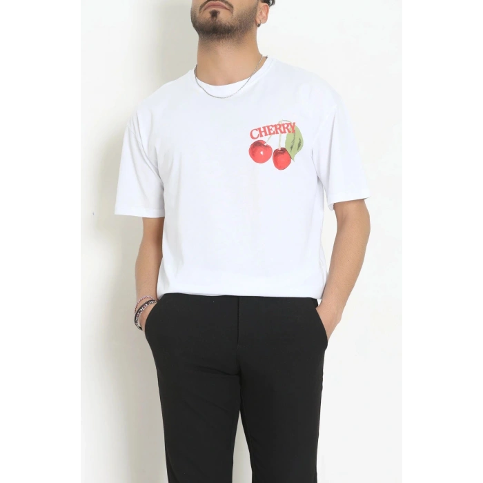 Kompakt Penye Unisex Tişört Kırmızıbeyaz - 55064.1872.