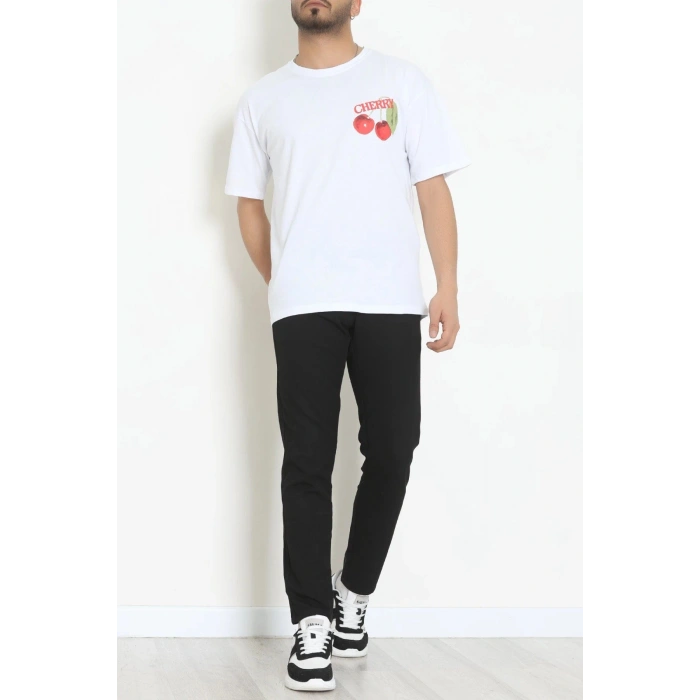 Kompakt Penye Unisex Tişört Kırmızıbeyaz - 55064.1872.