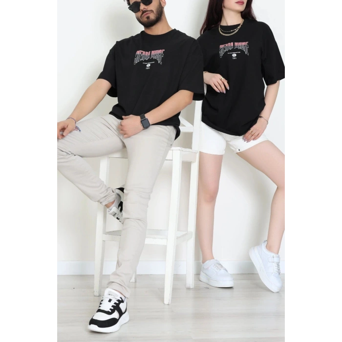 Kompakt Penye Unisex Tişört Kırmızısiyah - 55064.1872.