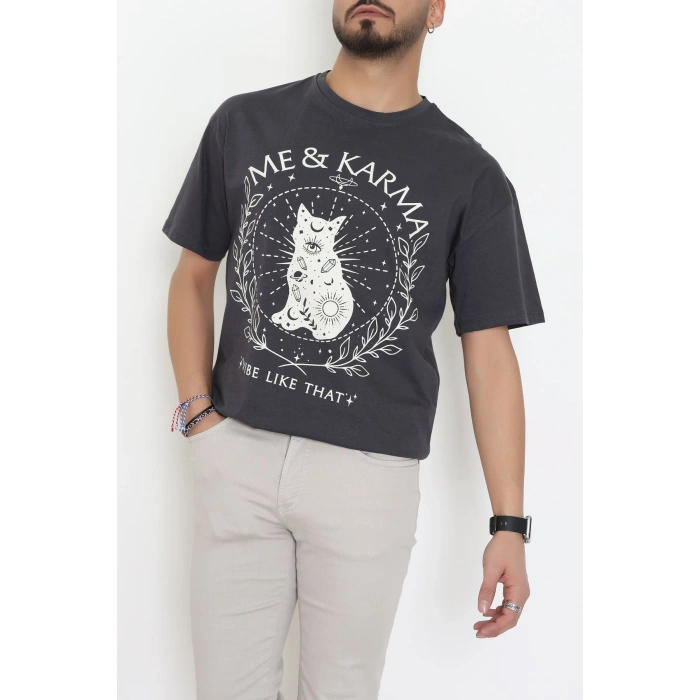 Kompakt Penye Unisex Tişört Koyufüme - 55064.1872.