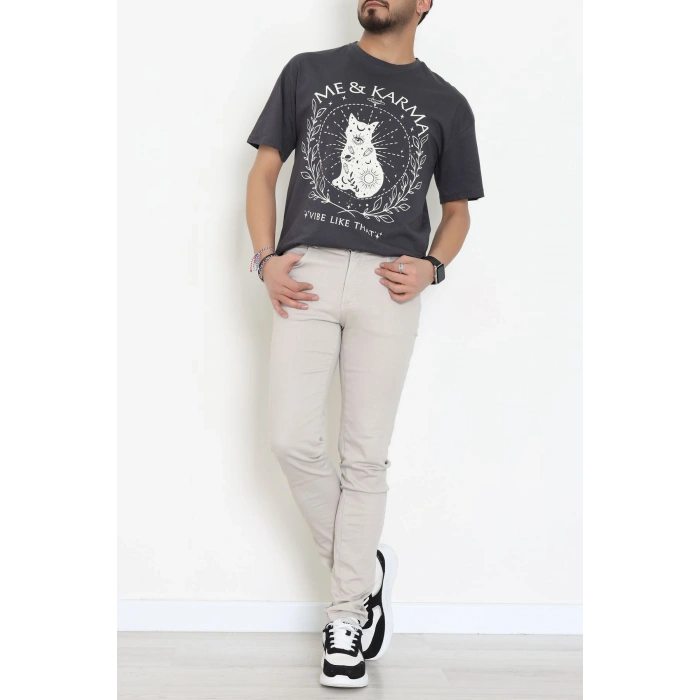 Kompakt Penye Unisex Tişört Koyufüme - 55064.1872.