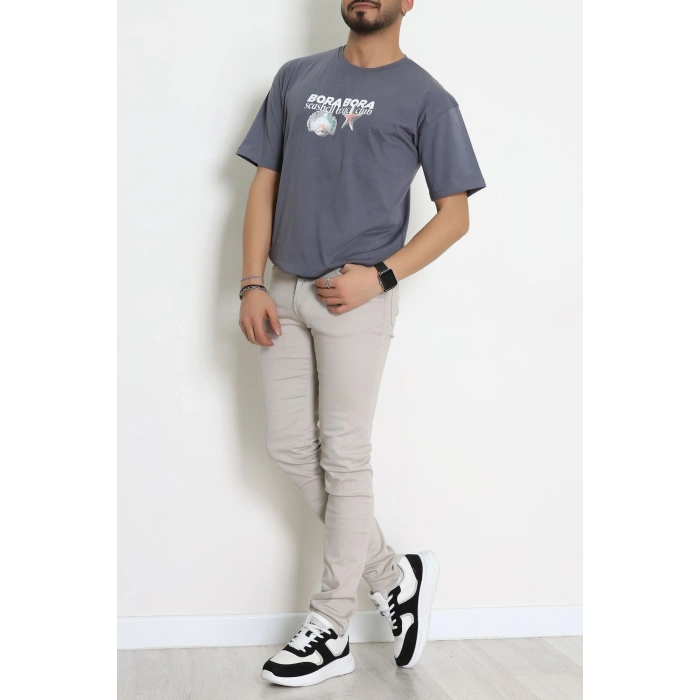 Kompakt Penye Unisex Tişört Koyugri - 55064.1872.