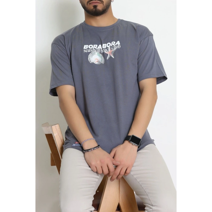 Kompakt Penye Unisex Tişört Koyugri - 55064.1872.