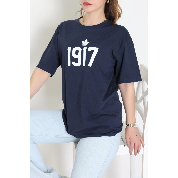 Kompakt Penye Unisex Tişört Lacivert - 55064.1872.