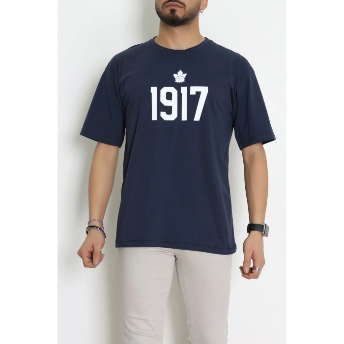 Kompakt Penye Unisex Tişört Lacivert - 55064.1872.