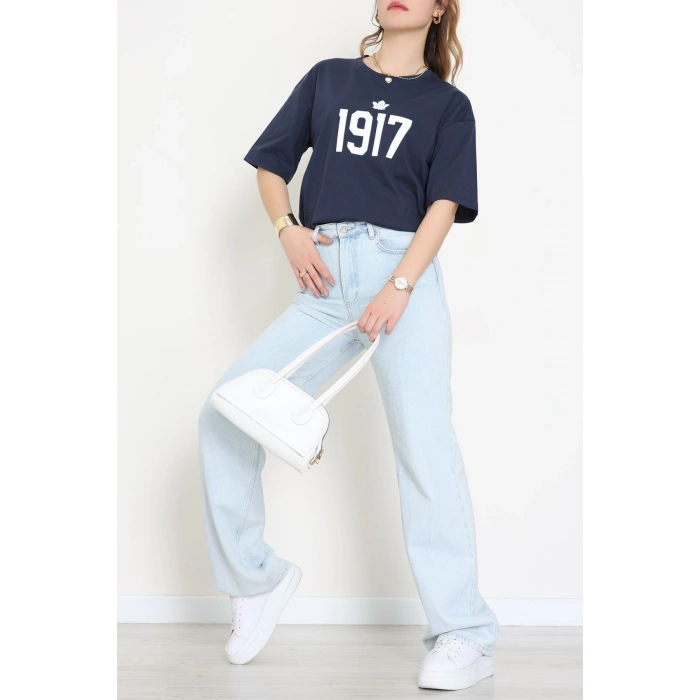 Kompakt Penye Unisex Tişört Lacivert - 55064.1872.