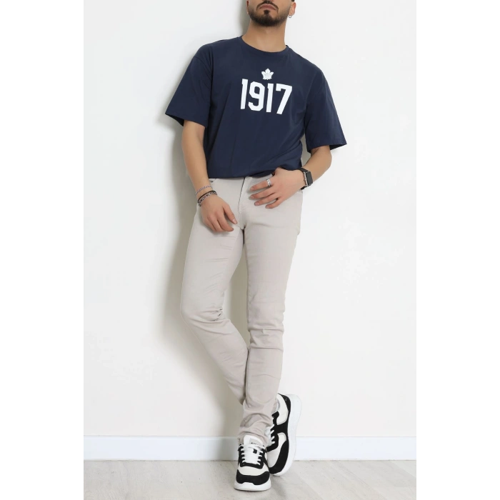 Kompakt Penye Unisex Tişört Lacivert - 55064.1872.