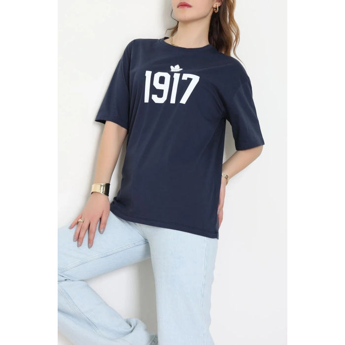 Kompakt Penye Unisex Tişört Lacivert - 55064.1872.