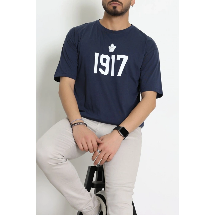 Kompakt Penye Unisex Tişört Lacivert - 55064.1872.