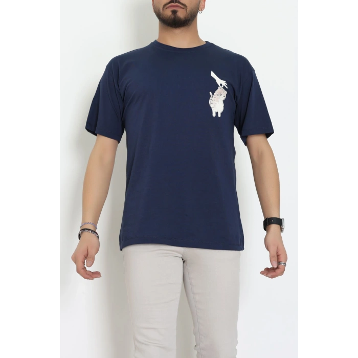 Kompakt Penye Unisex Tişört Lacivertkrem - 55064.1872.