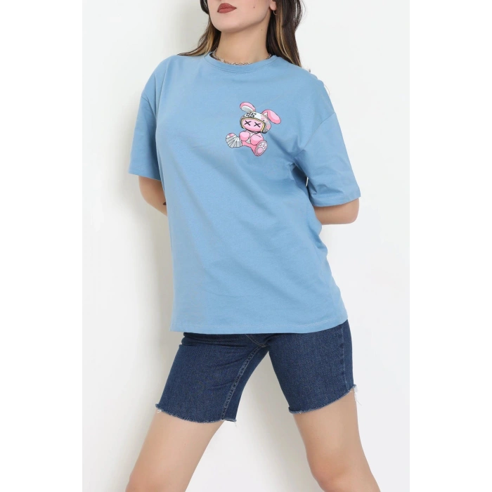 Kompakt Penye Unisex Tişört Mavipembe - 55064.1872.