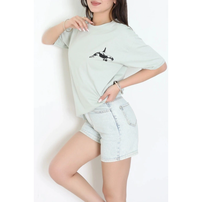 Kompakt Penye Unisex Tişört Mintsiyah - 55064.1872.
