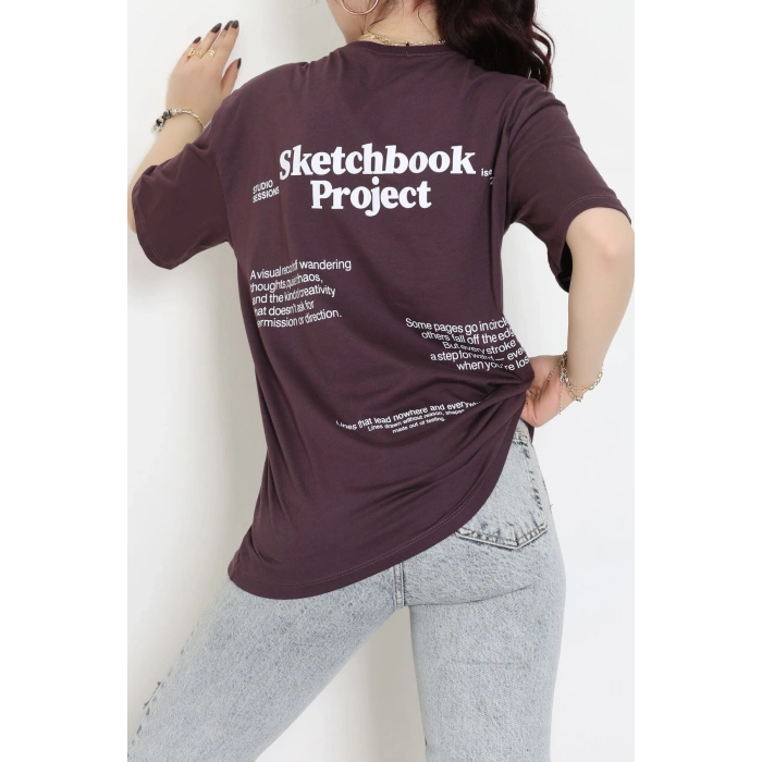 Kompakt Penye Unisex Tişört Mürdüm - 55064.1872.