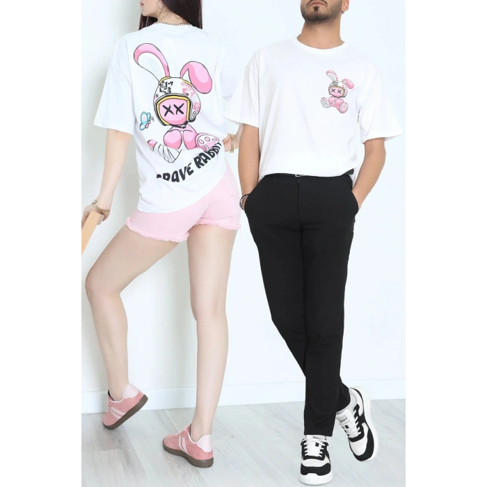 Kompakt Penye Unisex Tişört Pembebeyaz - 55064.1872.